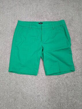 J. Crew Frankie Women's Bermuda Shorts Pre-Owned Green Size 8 Stretch Chino